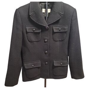 Vintage 100% Virgin Wool Boucle Safari Jacket Utility Blazer 10‎ Set 90s Scully